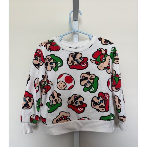Super Mario Sweatshirt Kids Size 3T Baby Toddler All Over Print Mario Luigi - Picture 1 of 4
